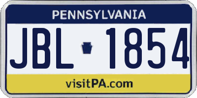 PA license plate JBL1854