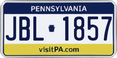 PA license plate JBL1857