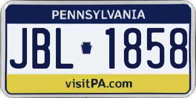 PA license plate JBL1858