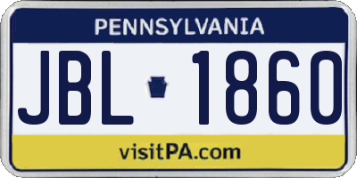 PA license plate JBL1860