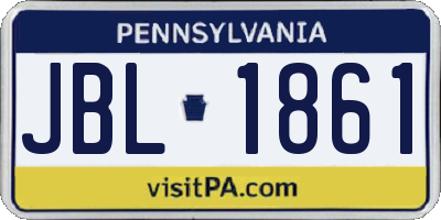 PA license plate JBL1861