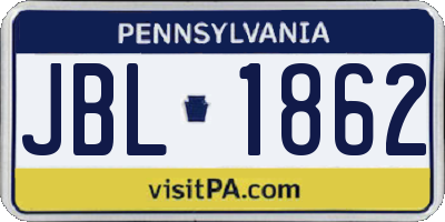 PA license plate JBL1862