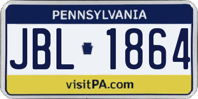 PA license plate JBL1864