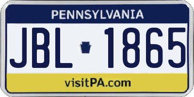 PA license plate JBL1865