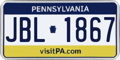 PA license plate JBL1867