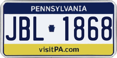 PA license plate JBL1868