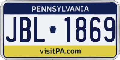 PA license plate JBL1869