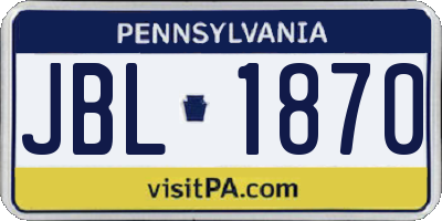 PA license plate JBL1870