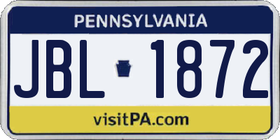 PA license plate JBL1872