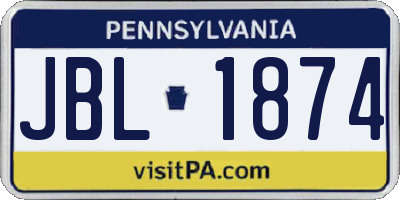 PA license plate JBL1874