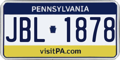 PA license plate JBL1878