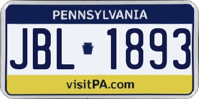 PA license plate JBL1893