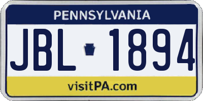 PA license plate JBL1894