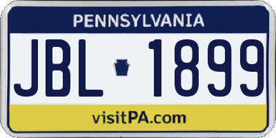 PA license plate JBL1899