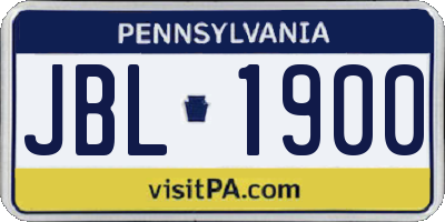 PA license plate JBL1900