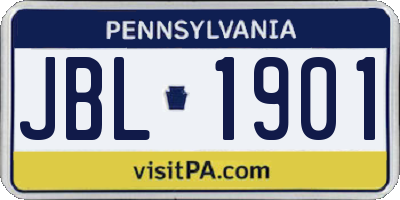 PA license plate JBL1901