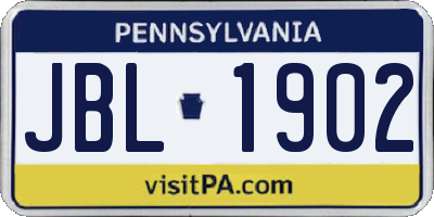 PA license plate JBL1902