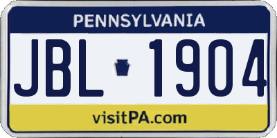 PA license plate JBL1904