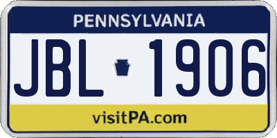 PA license plate JBL1906