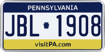 PA license plate JBL1908