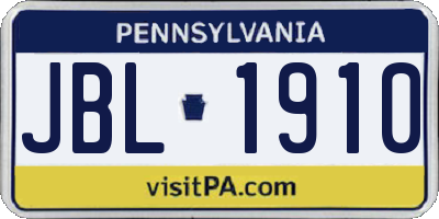 PA license plate JBL1910