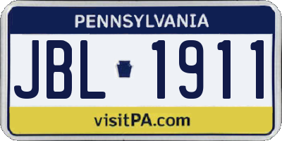 PA license plate JBL1911