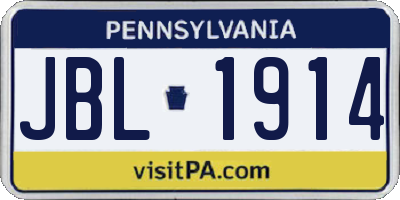 PA license plate JBL1914