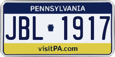 PA license plate JBL1917