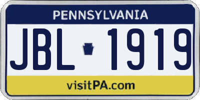 PA license plate JBL1919