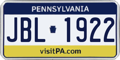 PA license plate JBL1922