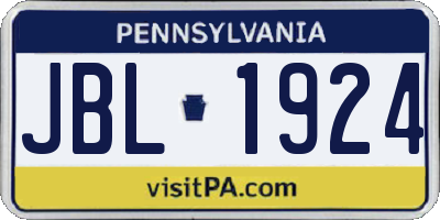 PA license plate JBL1924