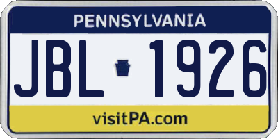 PA license plate JBL1926