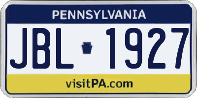 PA license plate JBL1927