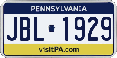 PA license plate JBL1929