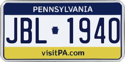 PA license plate JBL1940