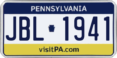 PA license plate JBL1941