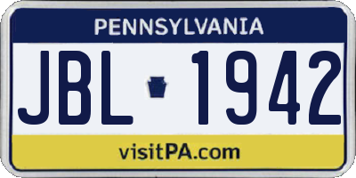 PA license plate JBL1942