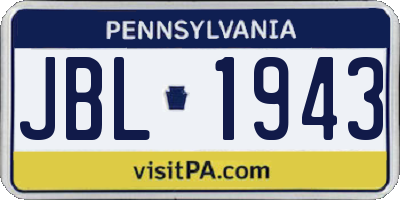 PA license plate JBL1943