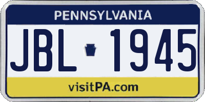 PA license plate JBL1945