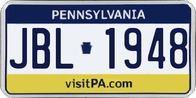 PA license plate JBL1948