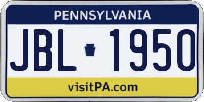 PA license plate JBL1950