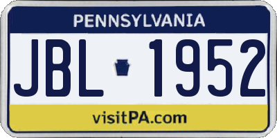 PA license plate JBL1952