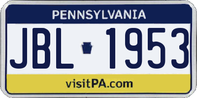 PA license plate JBL1953