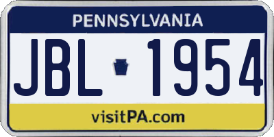 PA license plate JBL1954