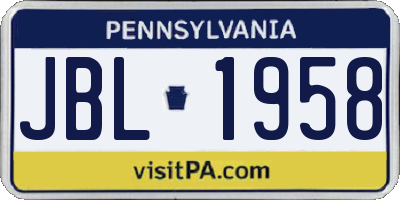 PA license plate JBL1958