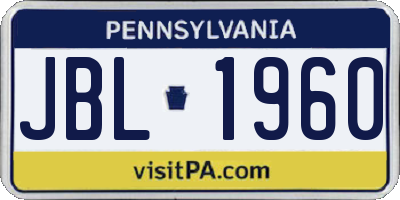 PA license plate JBL1960