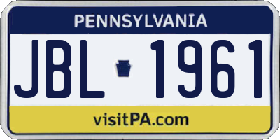 PA license plate JBL1961