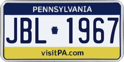 PA license plate JBL1967