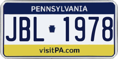 PA license plate JBL1978