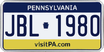 PA license plate JBL1980